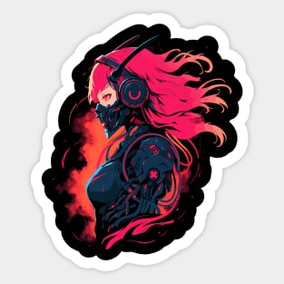 cyber girl - anime style Sticker